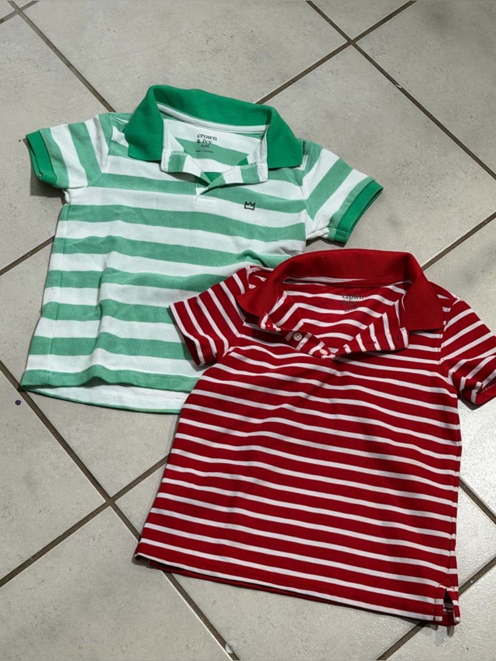 Crown & Ivy Kids' Boys Preppy Casual Party Striped Polo Shirts Green/Red size 5